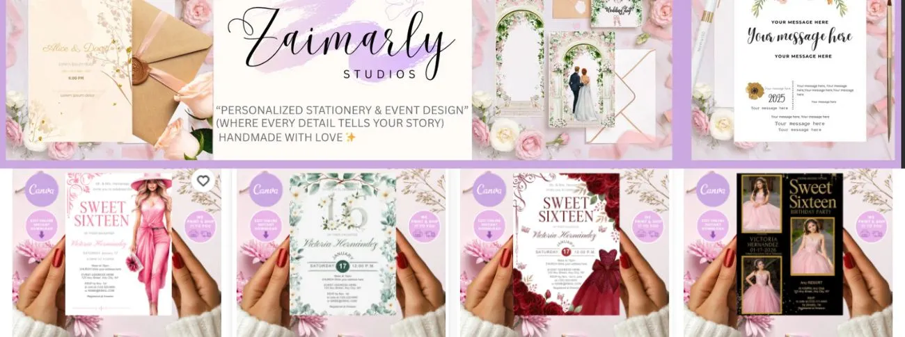 Shop Our Invitations on Etsy by Zaimarly Studio